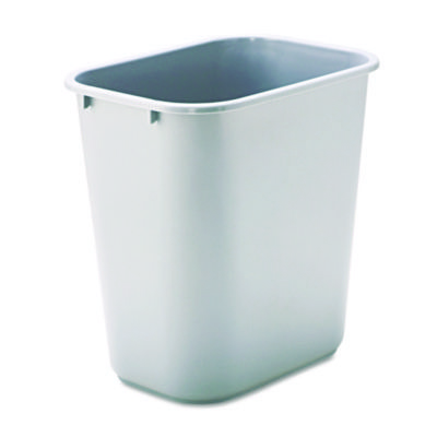 Trash Can: 28 qt, Rectangle, Gray